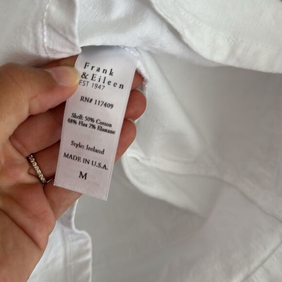 Frank & Eileen Ireland White Long Sleeve Flax Linen Romper Playsuit Size Medium - Picture 5 of 6